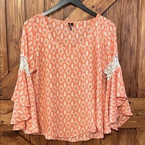 Heart Soul Coral Print Blouse Size XL